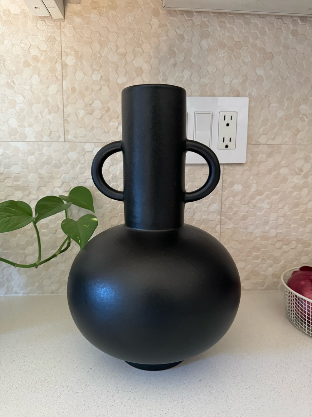 CB2 x Leanne Ford - Matte Black Double-Handled Ceramic Vase